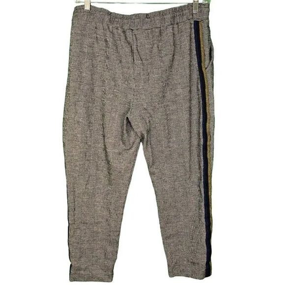 Maeve Anthropologie Womens Gray Plaid Side Stripe Pants Large - Picture 2 of 5